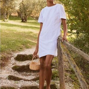LOFT White Embroidered Dress